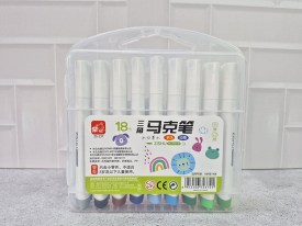 Pack 18 marcadores triangulares punta pincel valija plastica